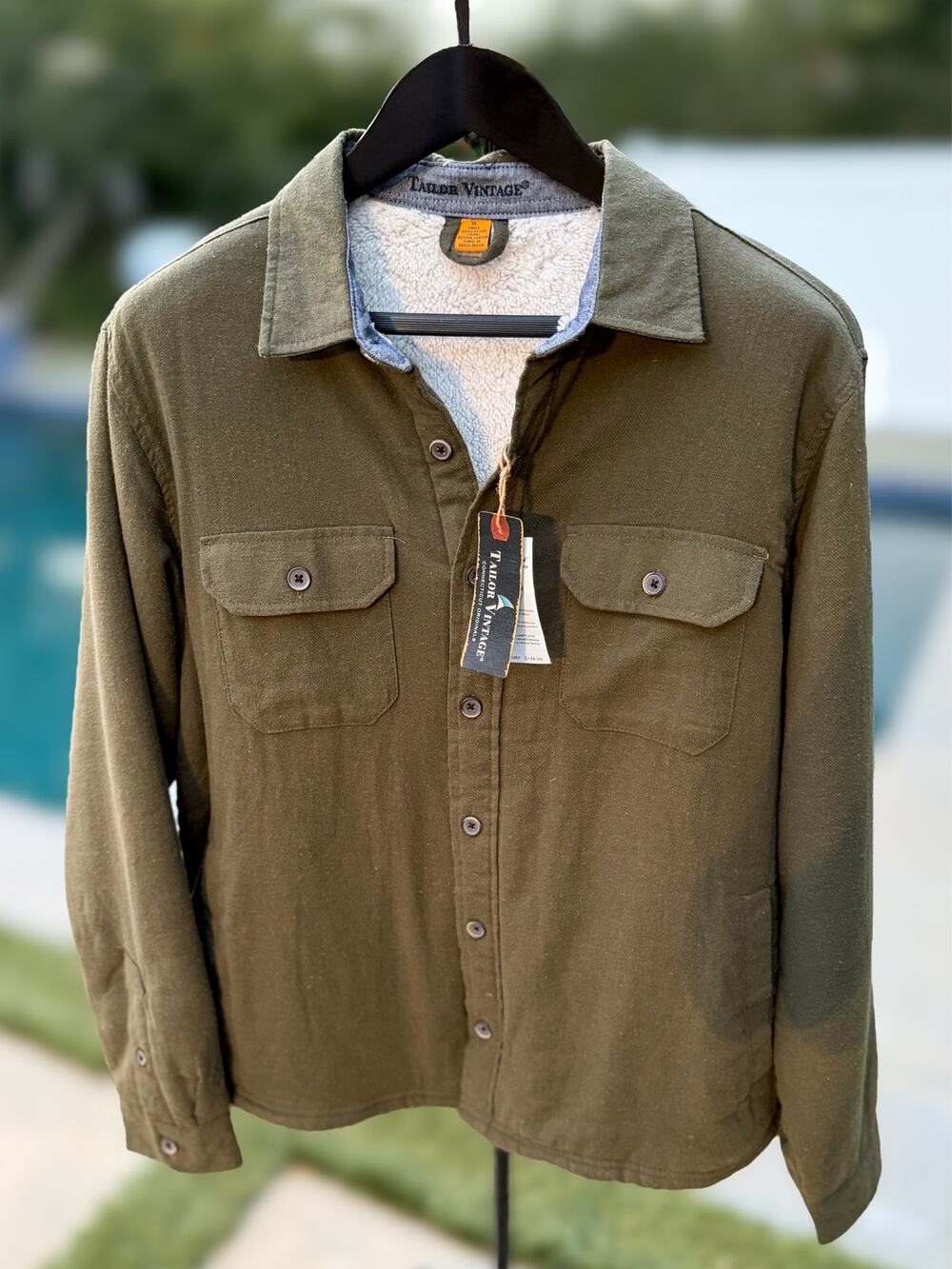 Tailor Vintage Men XL Forest Night Canvas Sherpa Lined Shacket NWT $148